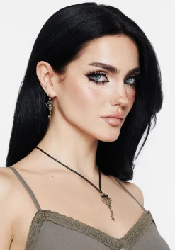 Genesta Skull Key Earrings