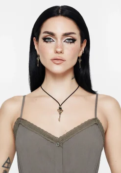 Genesta Skull Key Earrings