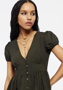 Gladys Button Up Midi Dress - Green