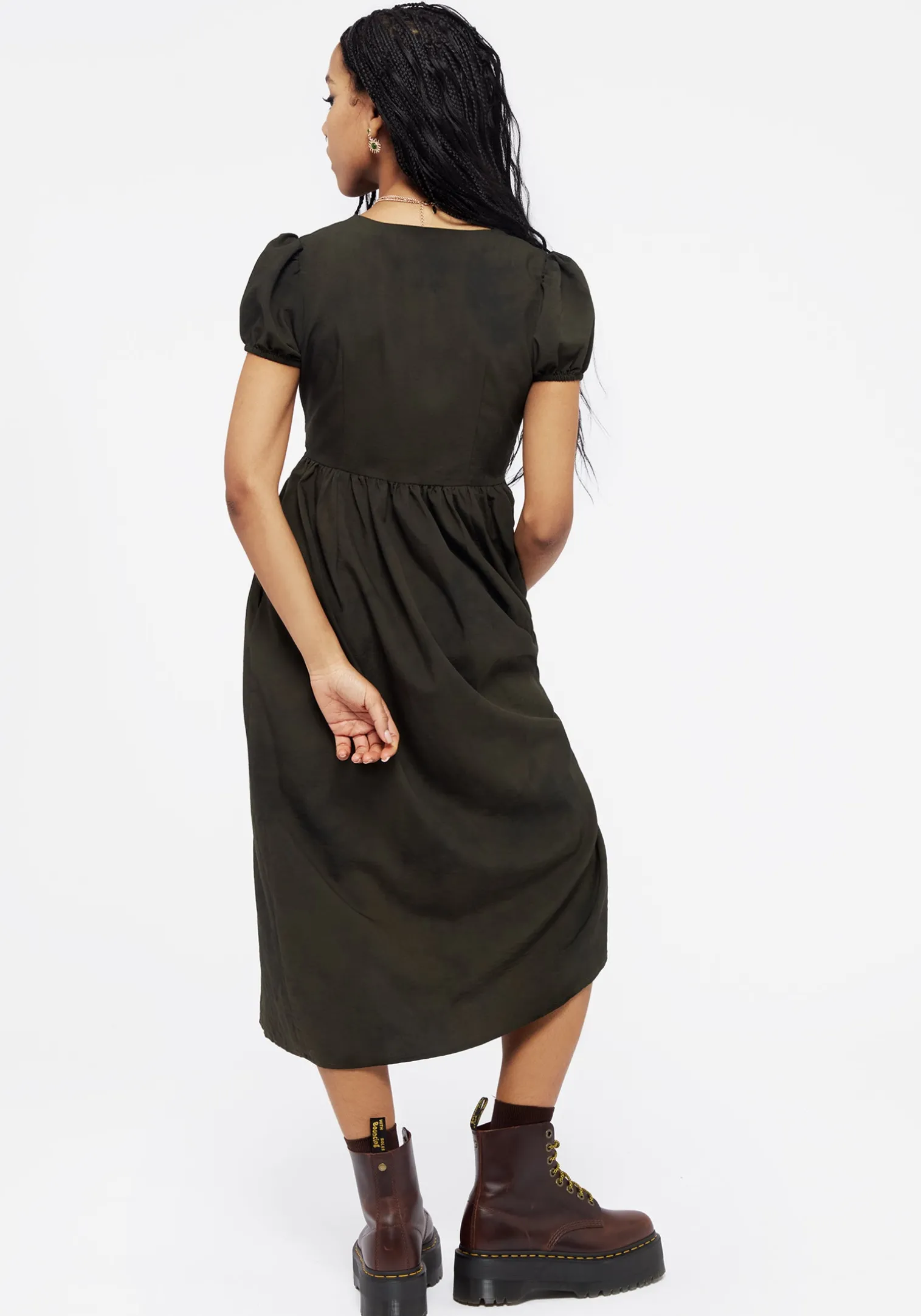 Gladys Button Up Midi Dress - Green