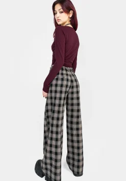 Glenda Wide Leg Check Trousers