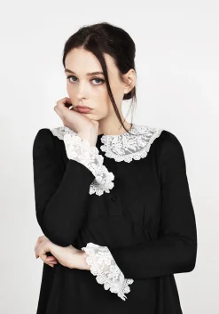 Gloaming Lace Collar Linen Dress