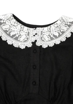Gloaming Lace Collar Linen Dress