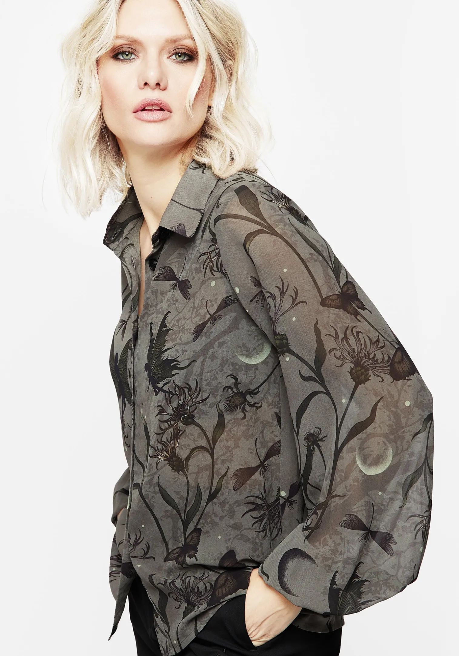 Gloriana Floral Print Chiffon Shirt