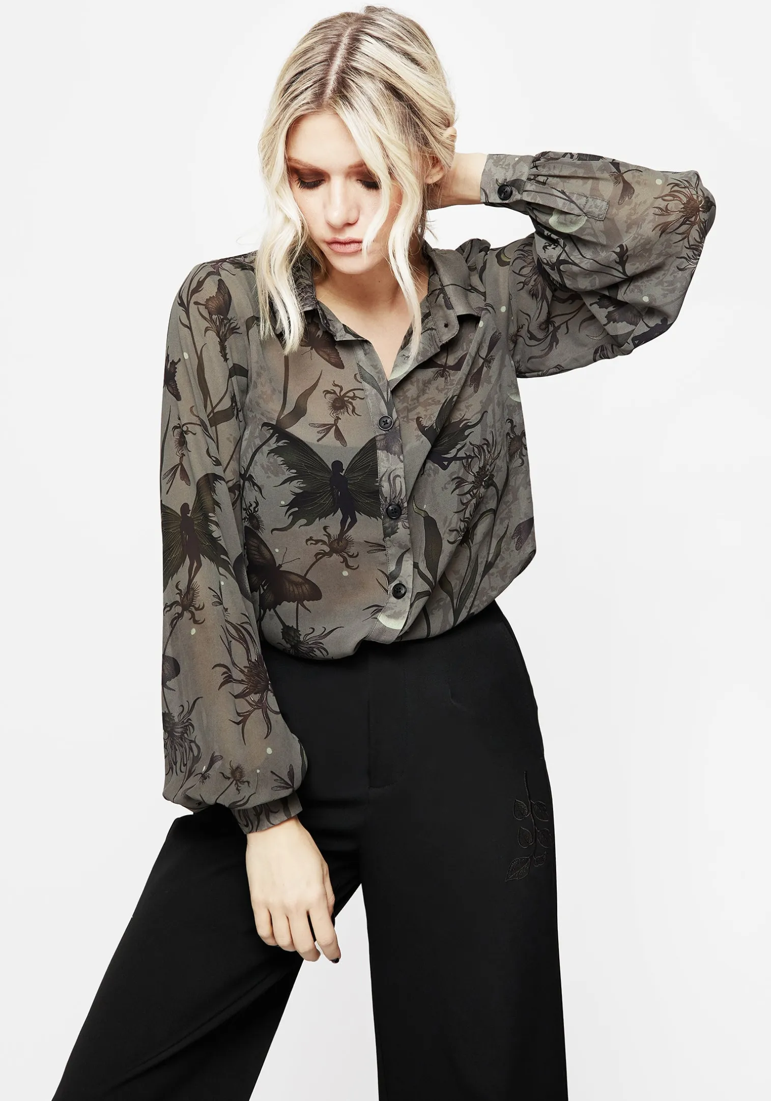 Gloriana Floral Print Chiffon Shirt