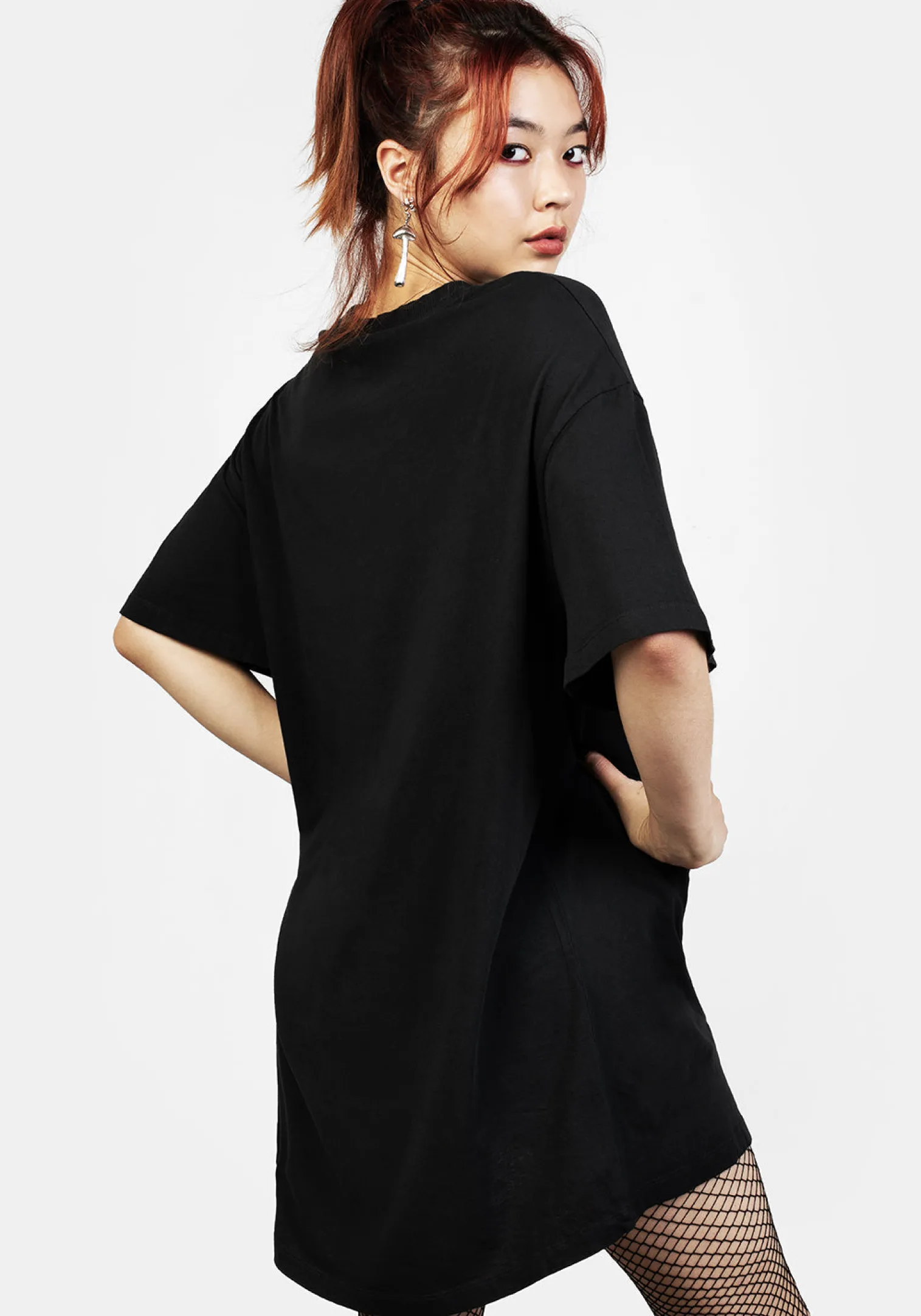 Goblins Black Garment Washed Oversized Tee Dress