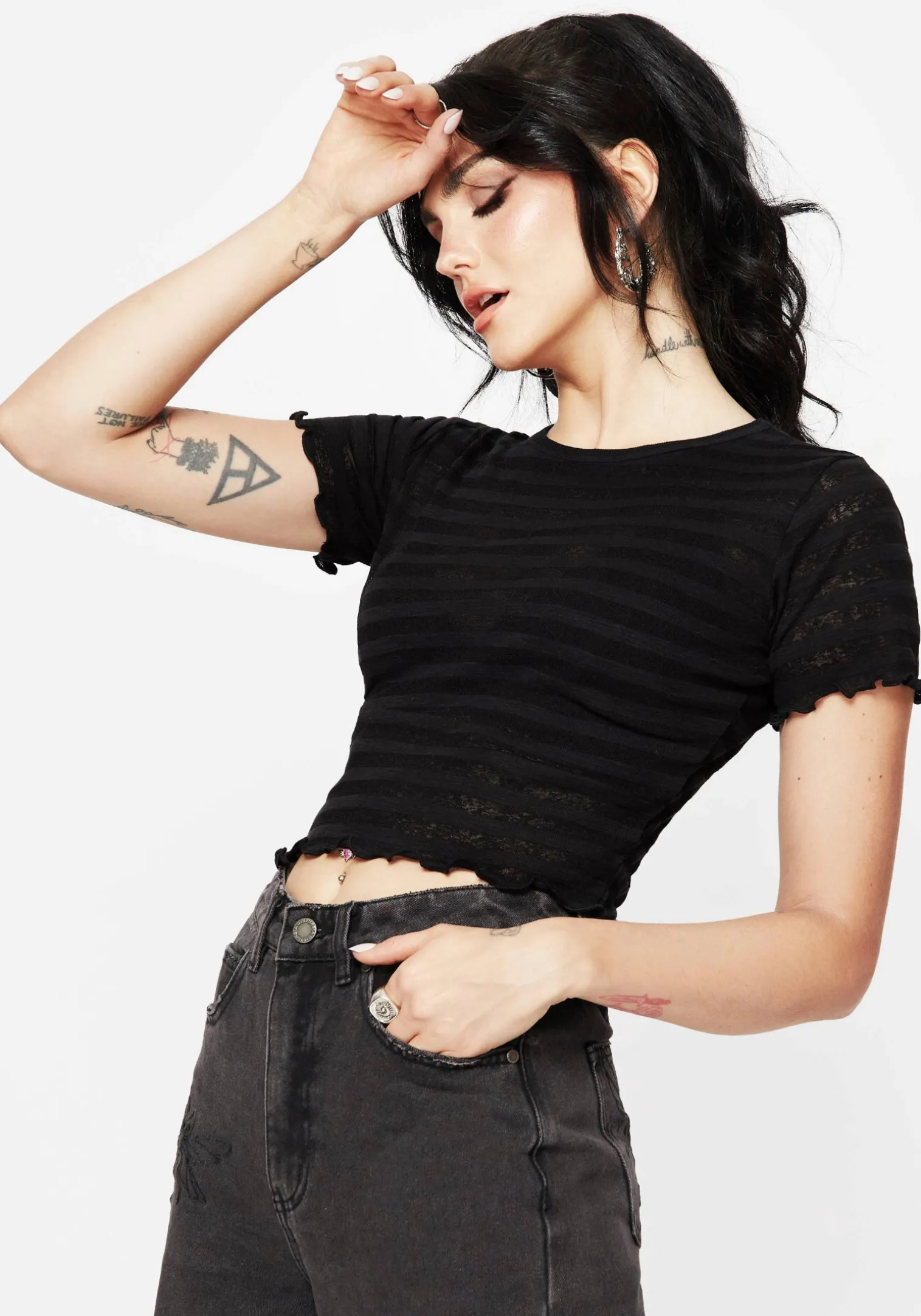 Gomez Lettuce Hem Jersey Crop Tee