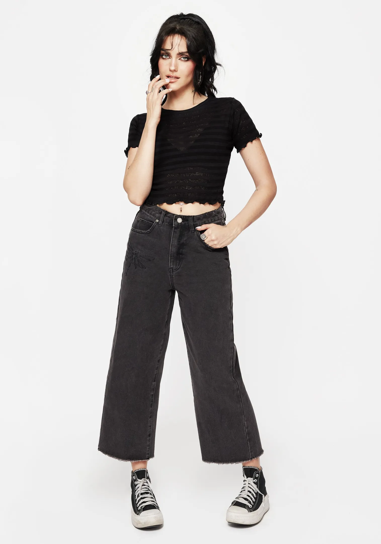 Gomez Lettuce Hem Jersey Crop Tee