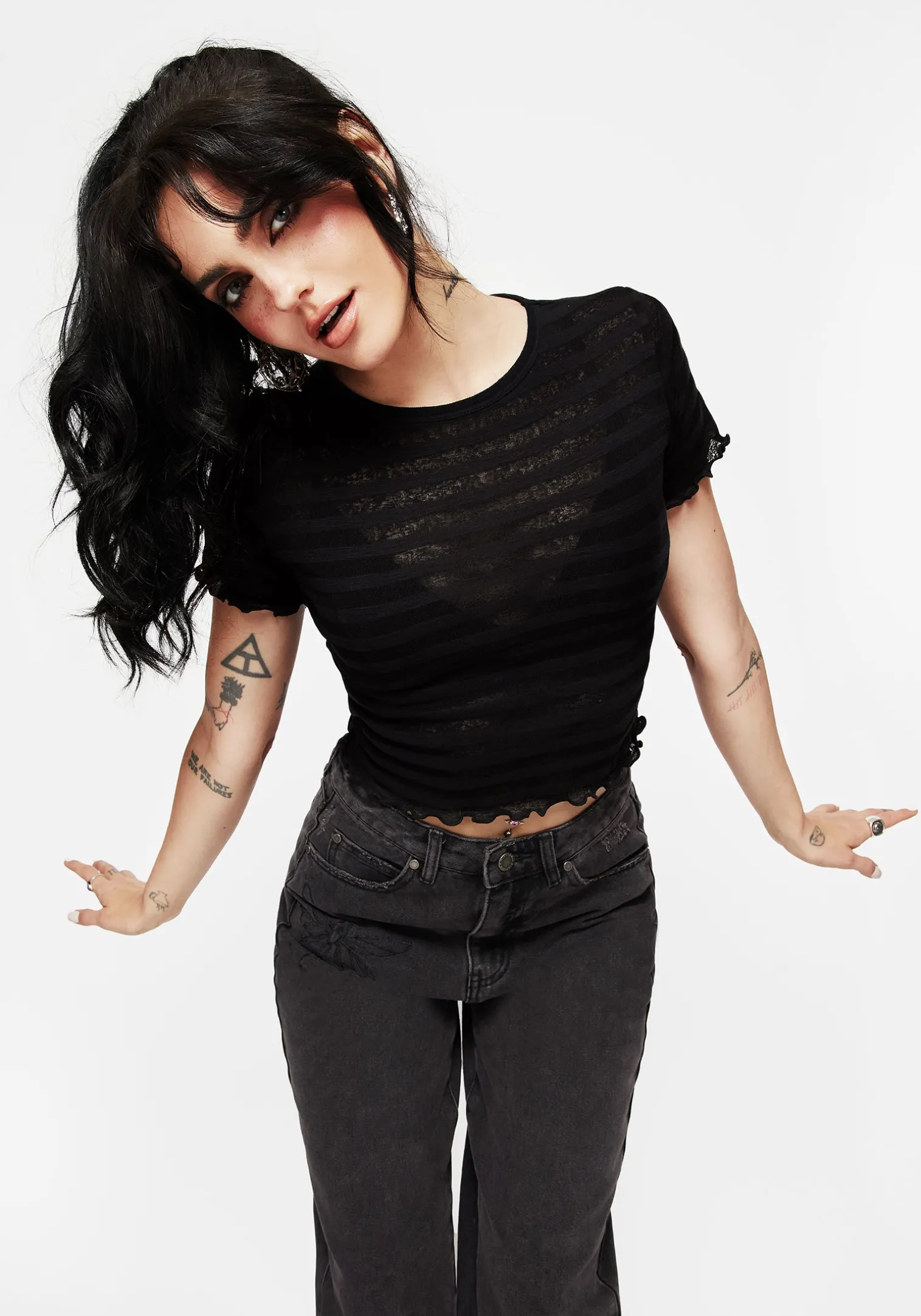 Gomez Lettuce Hem Jersey Crop Tee