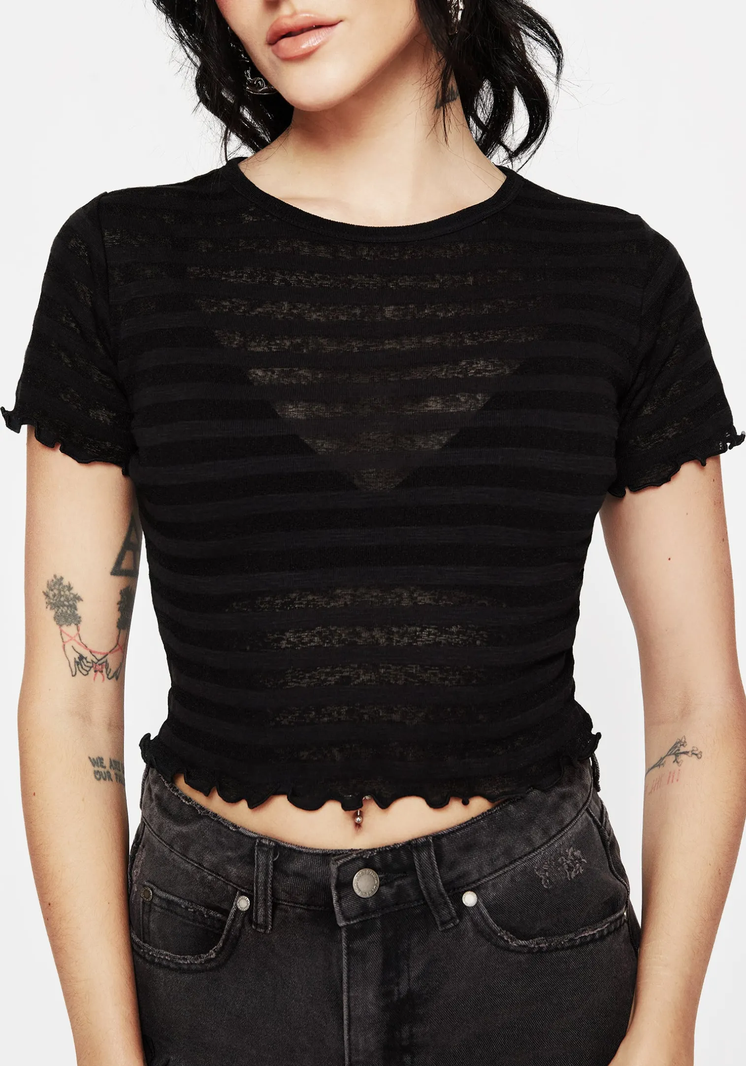 Gomez Lettuce Hem Jersey Crop Tee