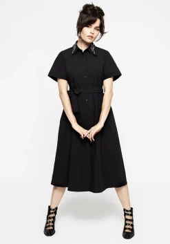 Goodfellow Embroidered Collar Midi Shirt Dress