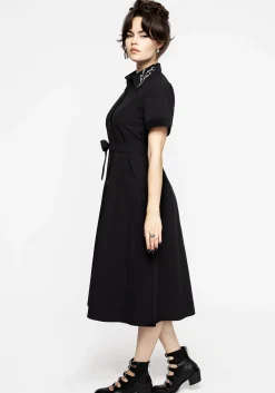 Goodfellow Embroidered Collar Midi Shirt Dress