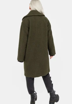 Gorgon Bouclé Oversized Coat with Snake Brooch - Green
