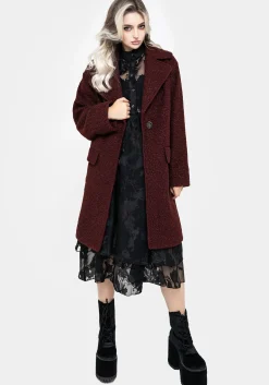 Gorgon Bouclé Oversized Coat - Red