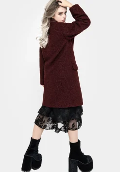 Gorgon Bouclé Oversized Coat - Red