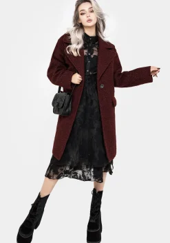 Gorgon Bouclé Oversized Coat - Red