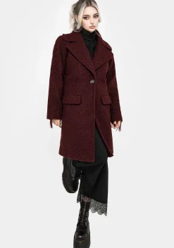 Gorgon Bouclé Oversized Coat - Red