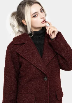 Gorgon Bouclé Oversized Coat - Red