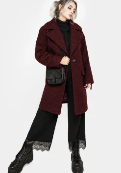 Gorgon Bouclé Oversized Coat - Red