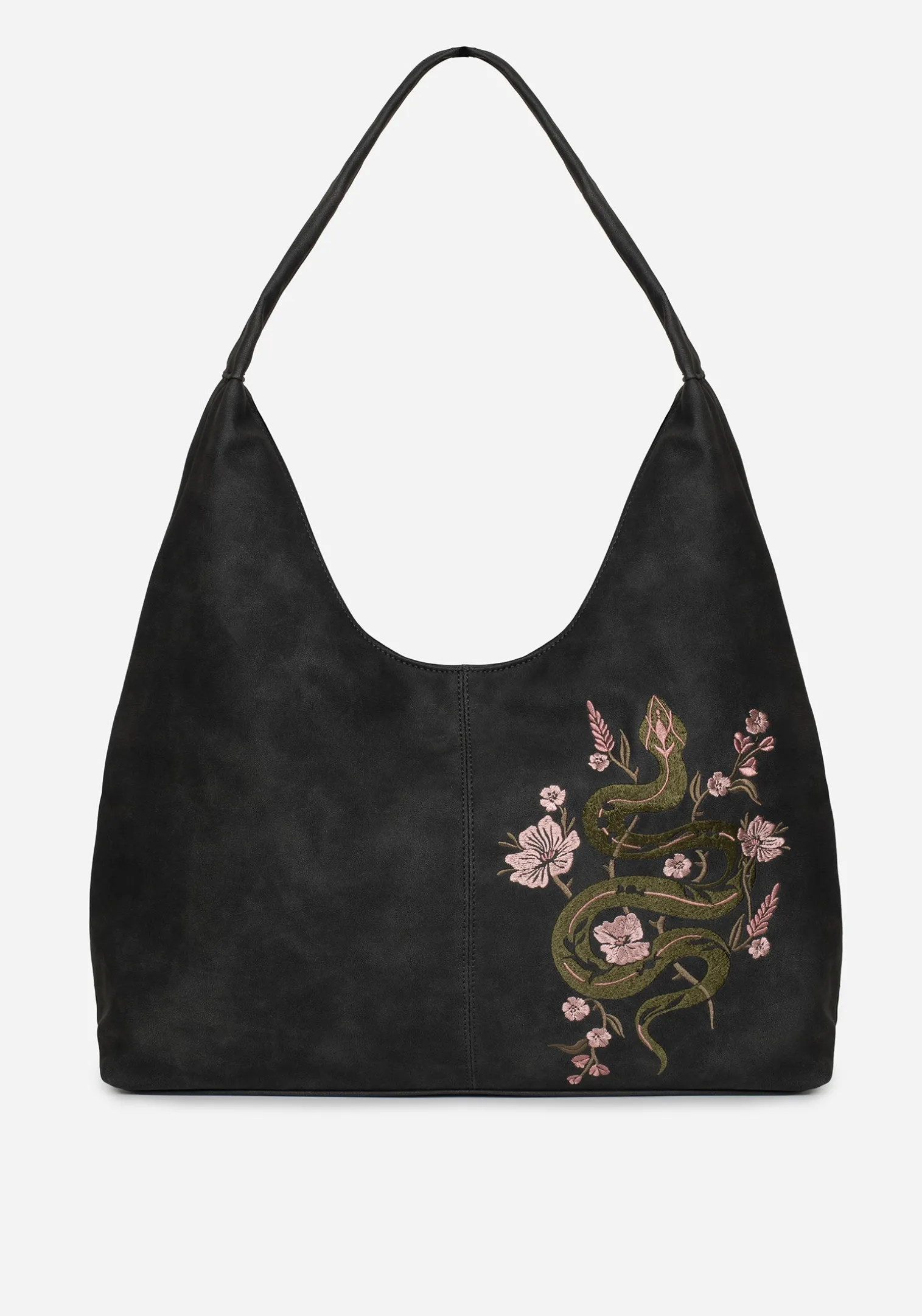 Gorgon Snake Embroidered Faux Suede Tote Bag