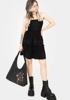 Gorgon Snake Embroidered Faux Suede Tote Bag