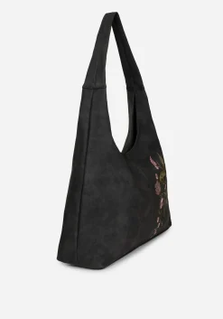 Gorgon Snake Embroidered Faux Suede Tote Bag
