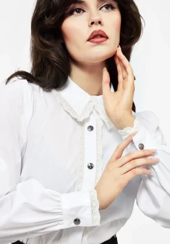 Grace Lace Trim Button Up Shirt