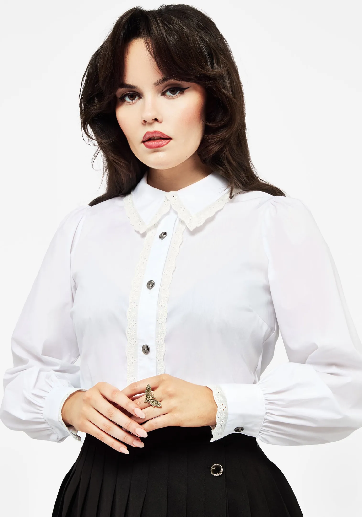 Grace Lace Trim Button Up Shirt