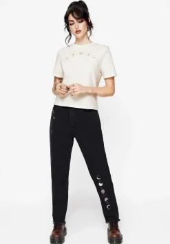 Griffinfly Cotton Embroidered Jersey Cropped T-Shirt