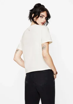 Griffinfly Cotton Embroidered Jersey Cropped T-Shirt