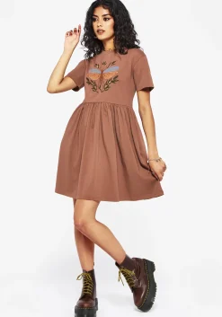 Griffinfly Cotton Embroidered Jersey Mini Skater Dress