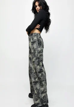 Grime Check Wide Leg Trousers