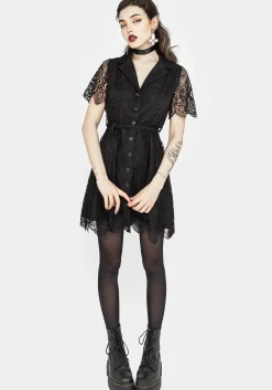 Harmonia Lace Mini Shirt Dress