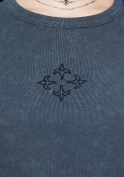 Haven Cross Embroidered Ribbed Cotton Tank Top