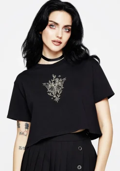 Hawkmoth Graphic Print Boxy Crop Tee
