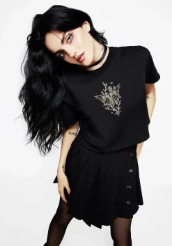 Hawkmoth Graphic Print Boxy Crop Tee