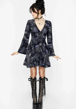 Hawthorn Flute Sleeve Lace Up Mini Dress