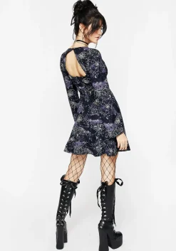 Hawthorn Flute Sleeve Lace Up Mini Dress