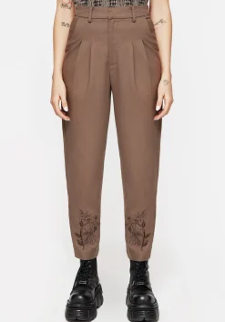 Hazel Embroidered Slim Tailored Trousers