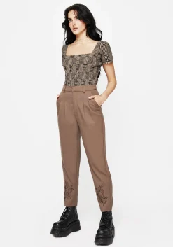 Hazel Embroidered Slim Tailored Trousers