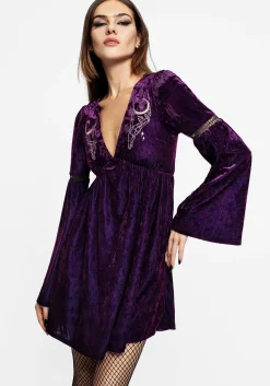 Heartache Crushed Velour Lace Mini Dress