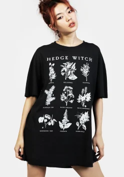 Hedgewitch Black Garment Washed Oversized Tee Dress