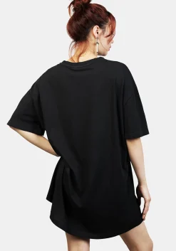 Hedgewitch Black Garment Washed Oversized Tee Dress