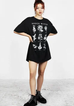 Hedgewitch Black Garment Washed Oversized Tee Dress
