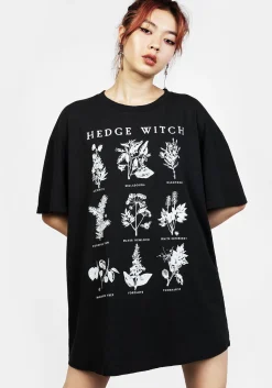 Hedgewitch Black Garment Washed Oversized Tee Dress