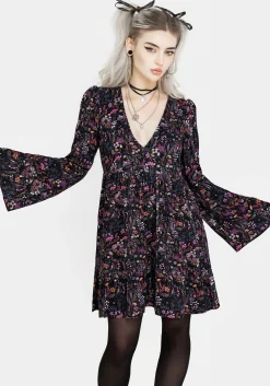 Heliotrope Floral Mini Smock Dress
