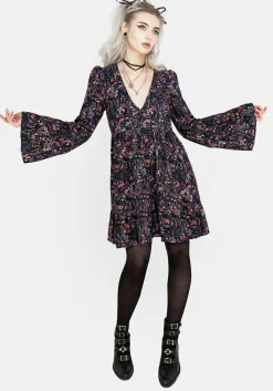 Heliotrope Floral Mini Smock Dress