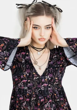 Heliotrope Floral Mini Smock Dress