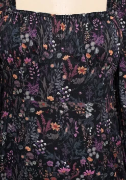 Heliotrope Floral Print Midi Dress