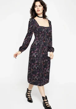 Heliotrope Floral Print Midi Dress